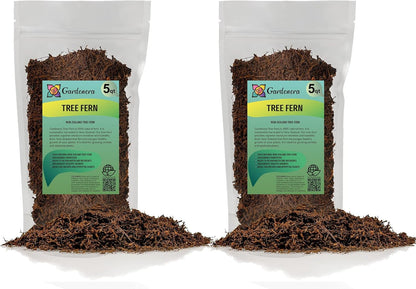 GARDENERA's Premium New Zealand Tree Fern - 10 Quart - Growing Medium for Orchids and Epiphytes | Provides Optimal Drainage and Aeration (2 Bags of 5 Quart)