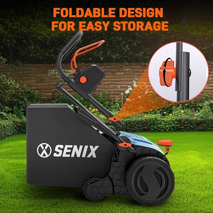 SENIX 13 Amp 15-Inch 2-in-1 Electric Dethatcher and Scarifier with 13.2-Gal Collection