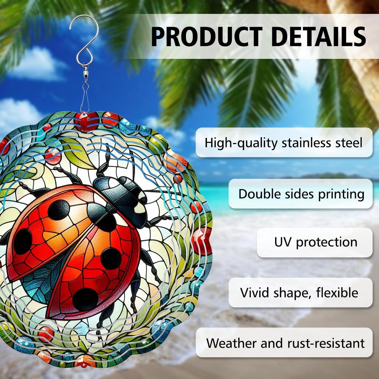 Ladybug Wind Spinner, Ladybug Wind Spinner Hanging for Yard and Garden, Unique Gift Wind Spinner, 3D Hanging Wind Spinner Outdoor