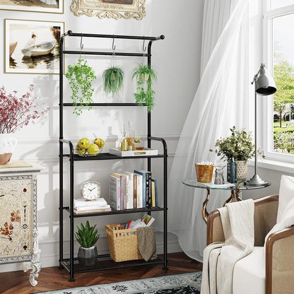 Plant Stand Outdoor Indoor, Metal 3 Tiered Tall Hanging Plant Shelf Heavy Duty for Multiple Flower Planter Holder 67" Large Rack for Living Room Garden Balcony, Black