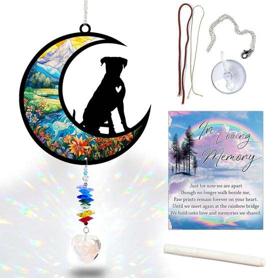 Boxer Suncatcher, Personalized Pet Loss Gift with Name & Date, Heart-Shaped Crystal Sun Catcher