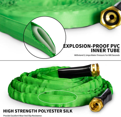 Garden Hose 75 ft,Non-Expanding,10 Functional Nozzles,Garden Hose Anti-Kink,Heavy Duty Flexible Water Hose 75 ft,Suitable for Outdoor,Yard, Lawn, Car Washing and Other Scenes.(green, 75ft)