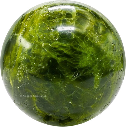 Amazing Gemstone Green Tourmaline in Matrix Crystal Ball with Stand - 2 Inches Crystal Sphere Meditation Balls for Witchcraft and Decorative Balls