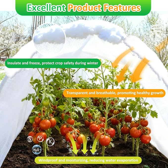White Plant Covers Freeze Protection, 10 x 50 ft - 2 oz/yd² Frost Cloths for Outdoor Plants, Tree Covers Freeze Protection, Winter Garden Blanket, Sun Cover for Plants for Greenhouse, Vegetables
