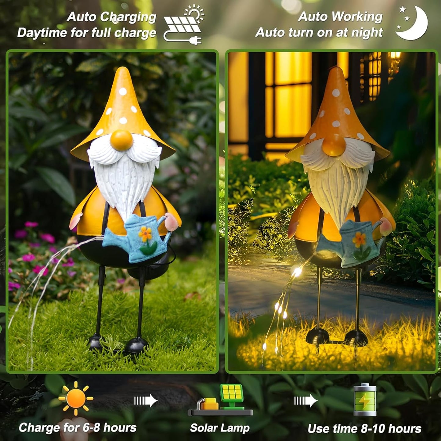 HONGLAND Solar Garden Gnomes Outdoor Statue -18 Inch Gnomes Decorations for Yard with Firework Solar Lights -3D Outdoor Figurines for Patio Yard Lawn Porch