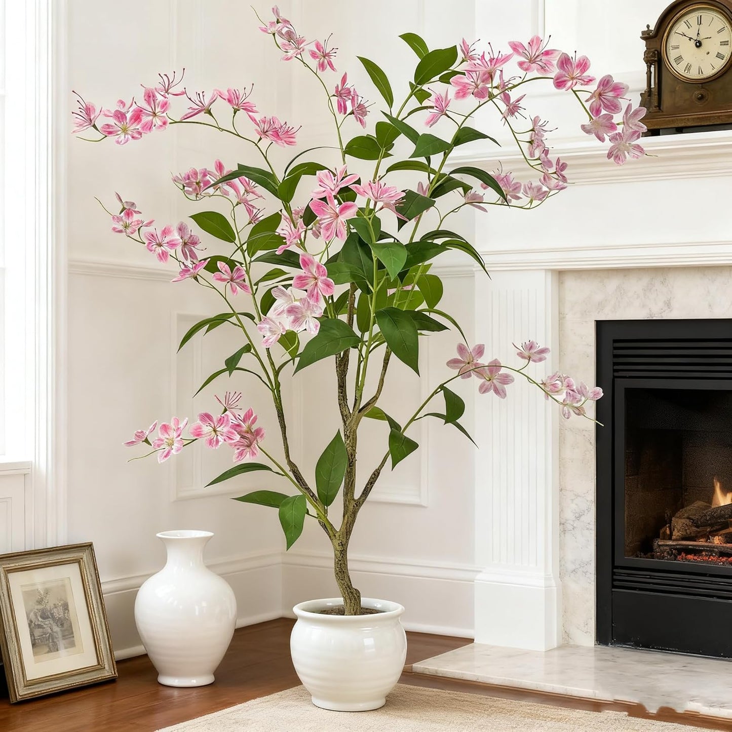 Artificial Jasmine Tree 4FT - Lifelike Fake Tree for Indoor Decor, Premium Fake Plants Indoor No Maintenance Artificial Plants
