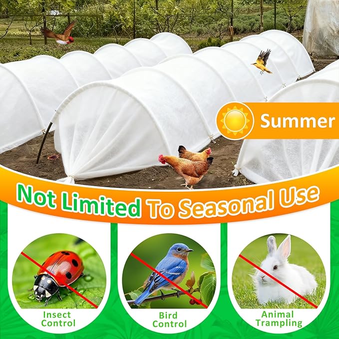 White Plant Covers Freeze Protection, 10 x 50 ft - 1.5 oz/yd² Frost Cloths for Outdoor Plants, Tree Covers Freeze Protection, Winter Garden Blanket, Sun Cover for Plants for Greenhouse, Vegetables
