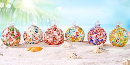 Hand Blown Glass Witch Ball,Glass Ornament Hanging Garden Gazing Ball Indoor Outdoor Home Décor. (4)