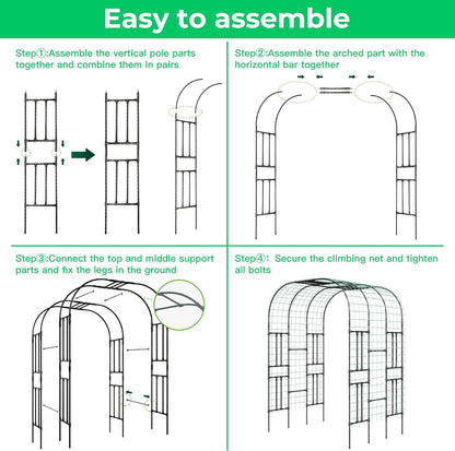 Garden Arch Trellis for Climbing Plants, 7.22 FT Tall Large Arbour Archway for Rose Vine Cucumber Vegetables, Wide Garden Arch for Lawn, Party, Ceremony Wedding Decoration.