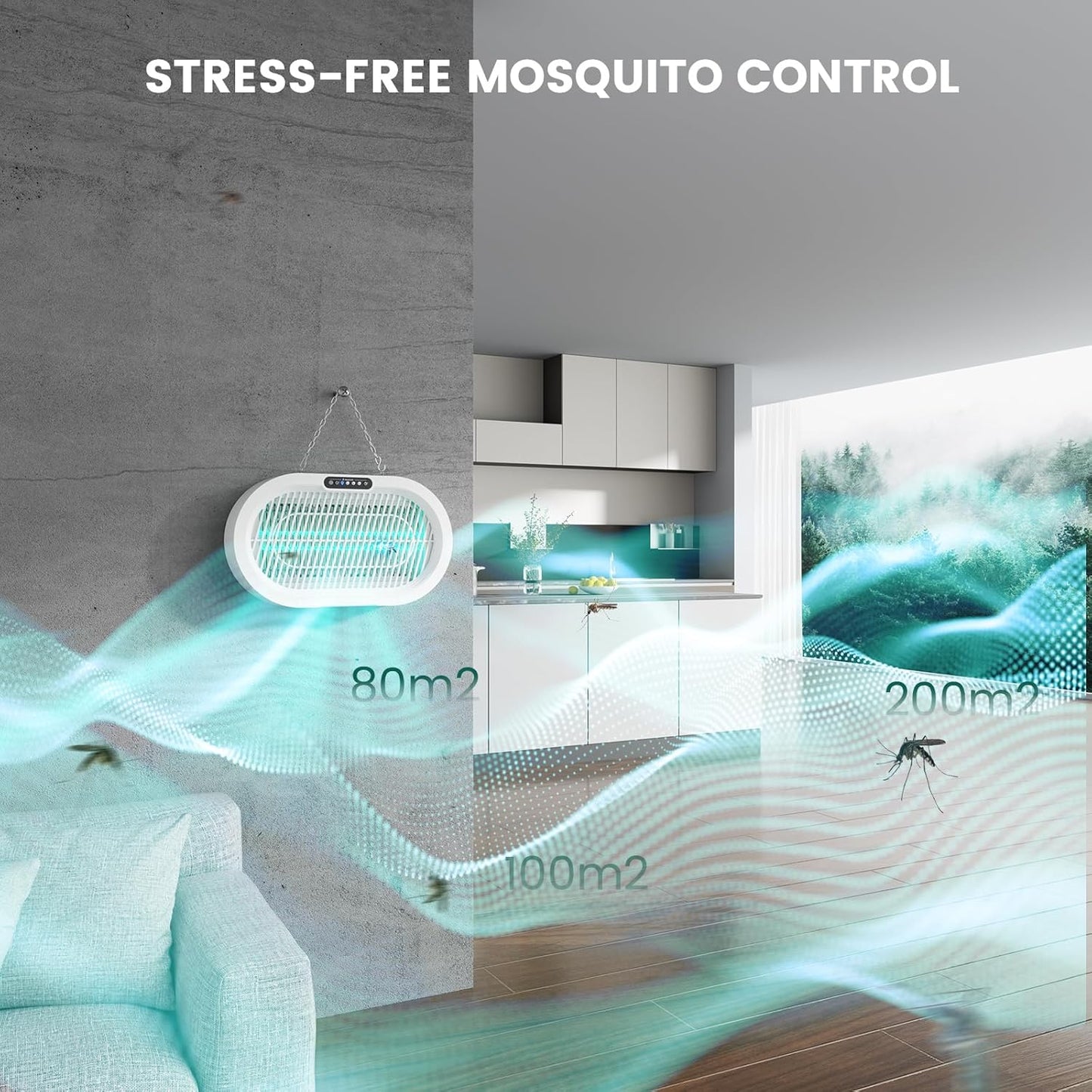 Minimoon Bug Zapper Indoor/Outdoor, High-Voltage Electric Mosquito Killer, Cold Cathode Fluorescent Light - 100,000H Lifespan, 14H Timer with Remote, Fly Trap Mosquito Zapper