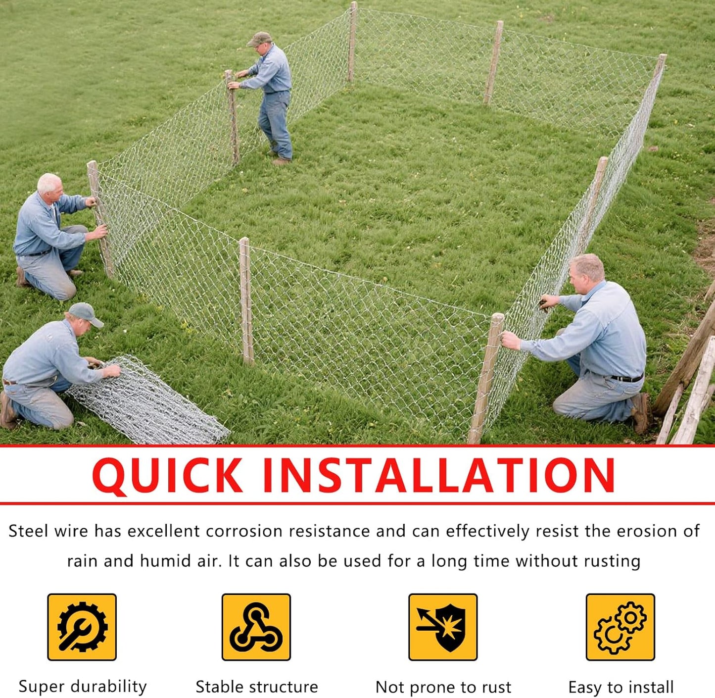 Chicken Wire, 13.7 in x 50 ft Garden Fence, Wire Mesh, Chicken Wires Fencing, Mesh Hexagonal Galvanized Metal Poultry Netting for Chicken Coop Rabbit Dogs Barrier (13.7 in x 50 ft)