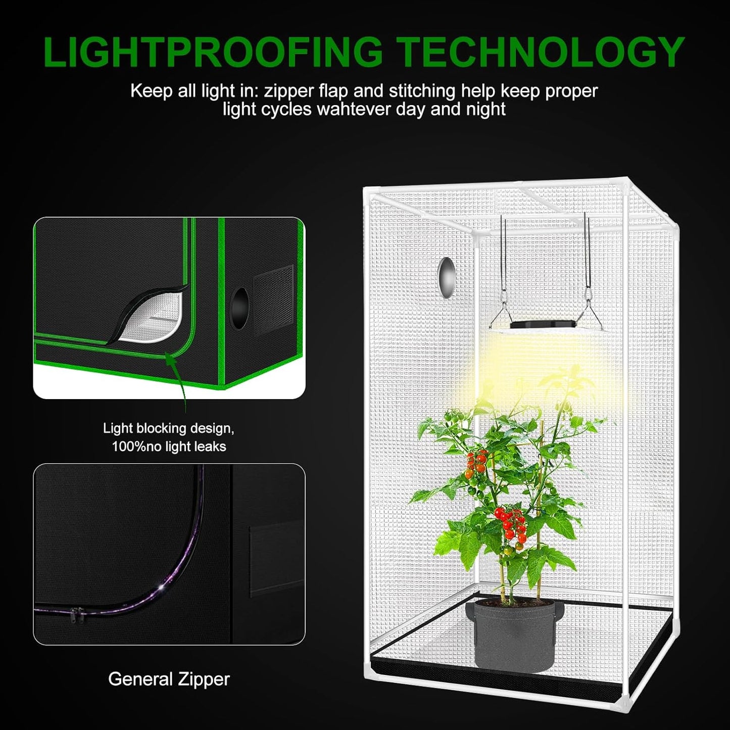 MELONFARM Small Grow Tent for Aerogarden，18”x18”x36” ，Hydroponics Growing System ，Highly Reflective 600D Diamond Mylar Canvas with Ventilation window and Floor Tray for Hydroponic Indoor Plant Growing