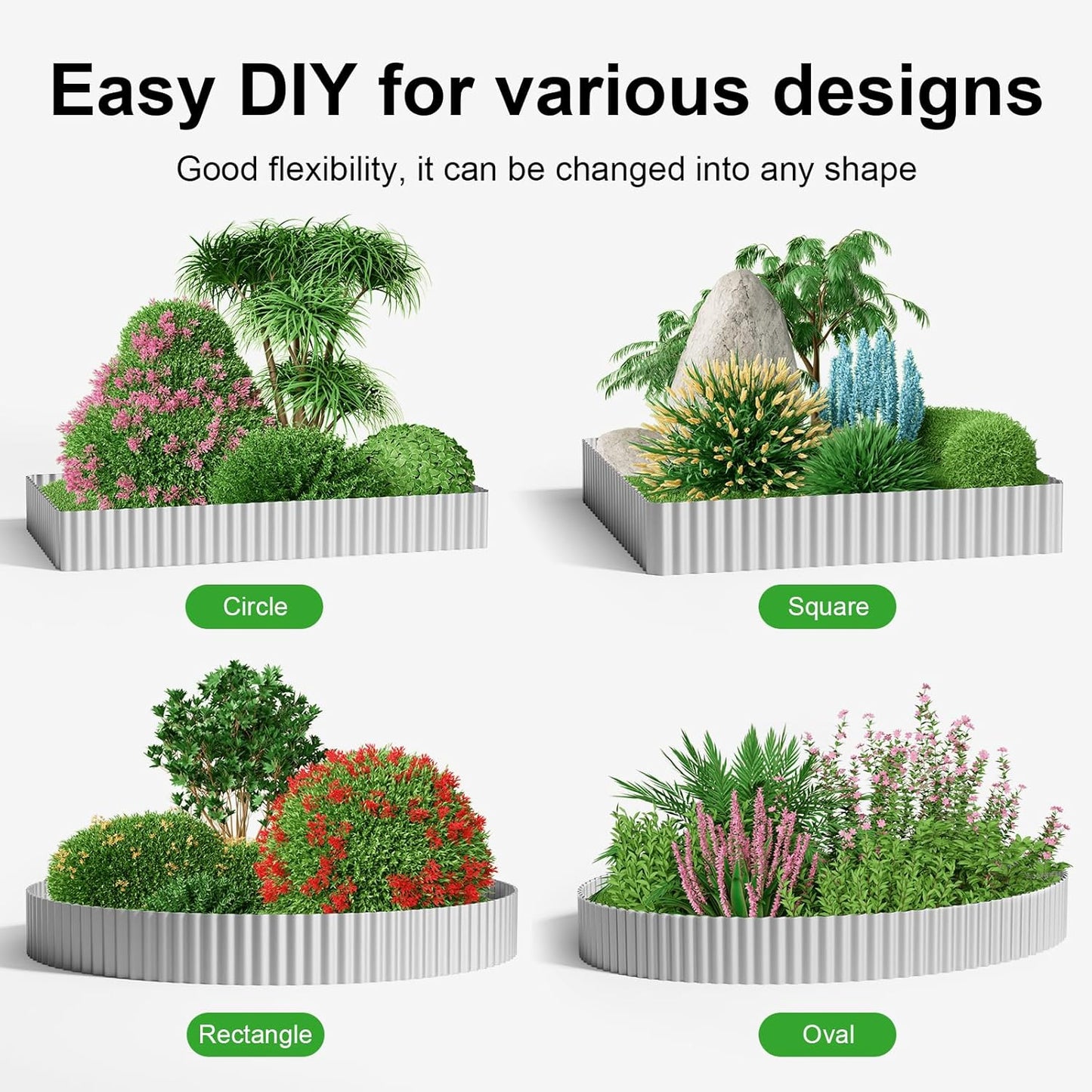 Land Guard Corrugated Garden Edging Border, 12" × 25' Landscape Paver Edging, Tall Landscape Edging, Fence for Garden, Flower Bed, Lawn and Landscape Edging (Silver)