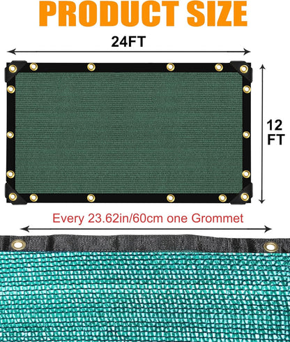 e.share 40% Shade Cloth for Garden, 12 Ft X 24 Ft Sun Shades Outdoor Patio with Grommets for Plant Covers,Porch Screen,Pergola Shade Cover,Greenhouse,Green