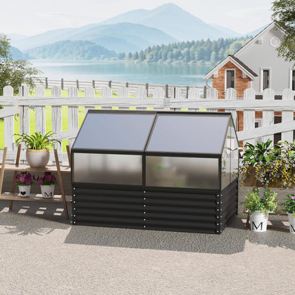 Large Greenhouse with Raised Flower Bed, Outdoor Plant Vegetable Box, 68.7 x 45 x 51.5 Inches