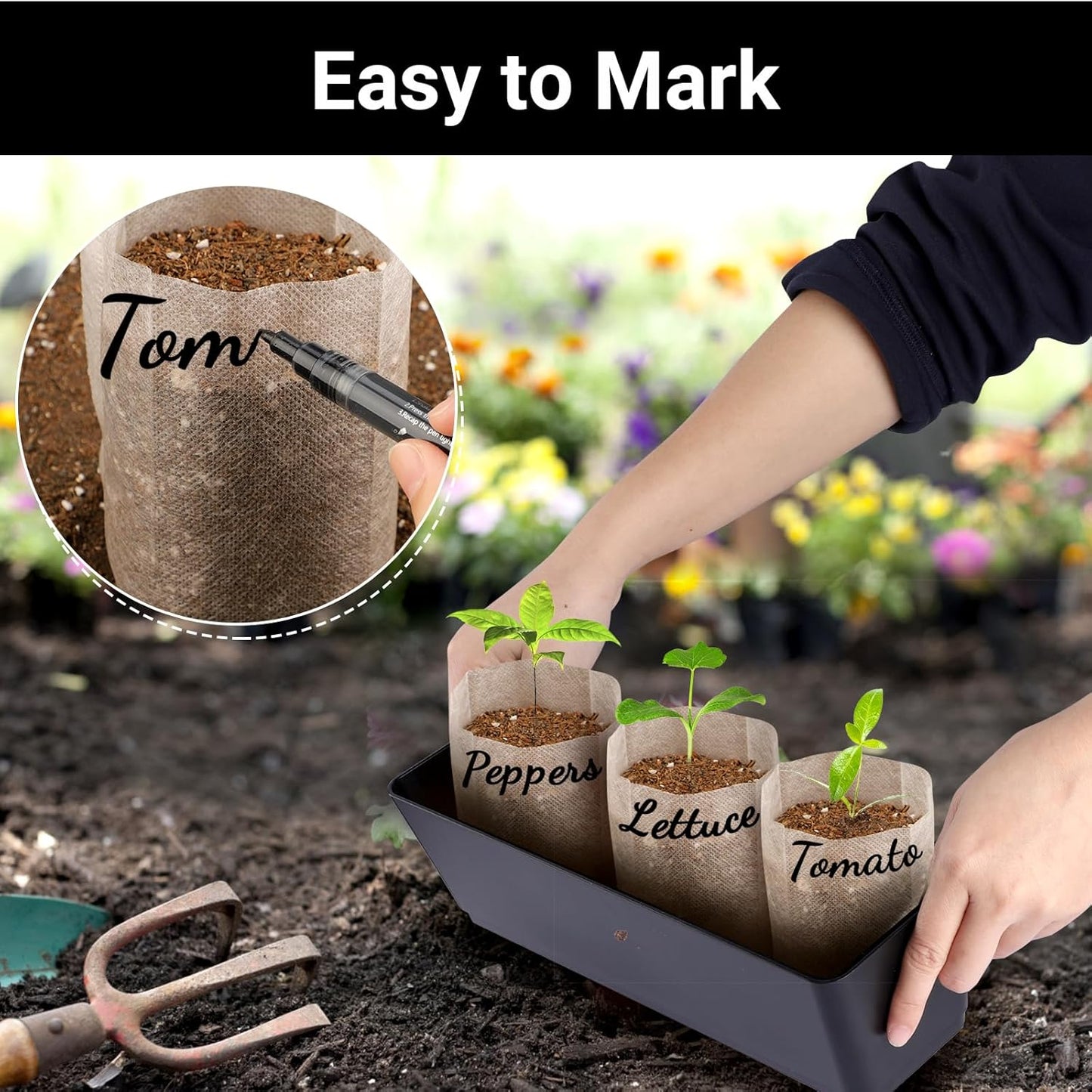 Plant Grow Bags, 400pcs Plant Nursery Bag 5.5 x6.3 Inches, Fabric Seedling Pots Non-Woven Pouch for Potato, Flower, Tomato Plant Starts & Clones, Fruit Protection Bags Home Gardening Supply