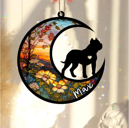 Personalized Dog Memorial, Custom Name Presa Canario Dog Christmas Ornament with Name, Custom Breeds, Pet Loss Light Catcher, Gifts for Lovers Loss of Pet Sympathy on Mothers Day Christmas
