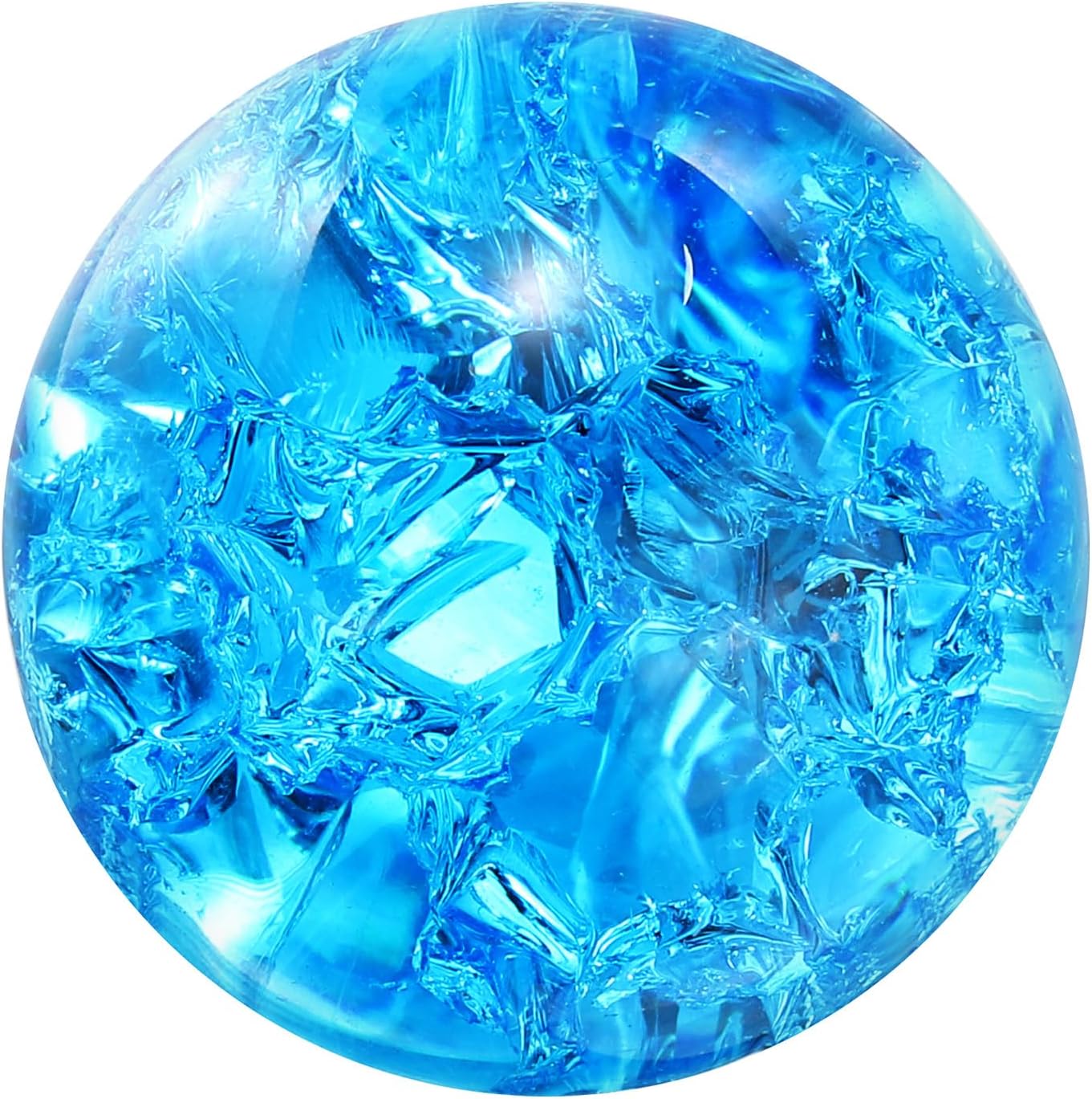 uxcell 30mm/1.2" Crystal Sphere Ball Ice Cracked Glass Solid Decorative Sphere Crystal Ball Prop Ornament for Feng Shui Divination Fortune Telling Tabletop Fountain Decoration, Lake Blue