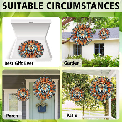 Wolf Wind Spinner, Wolf Wind Spinner Hanging for Yard and Garden, Unique Gift Wind Spinner, 3D Hanging Wind Spinner Outdoor