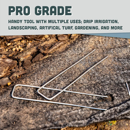 Squirrel Products Galvanized Steel Redrawn Garden Stakes, 6 Inch Lawn Staples, 11 Gauge Stakes, 2.9mm 15x2.5x15cm – 50 Pack