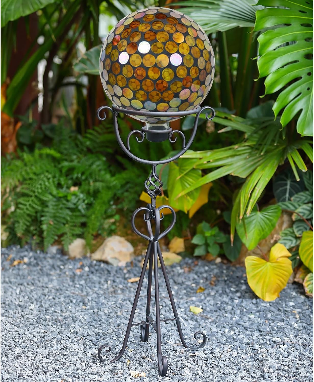26.7" H Gazing Ball Stand, 9”D Metal Gazing Globe Stand for 10 Inches Garden Gazing Globes, Vintage Gazing Ball Holder Display for Indoor Outdoor
