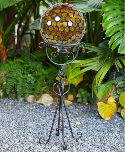 26.7" H Gazing Ball Stand, 9”D Metal Gazing Globe Stand for 10 Inches Garden Gazing Globes, Vintage Gazing Ball Holder Display for Indoor Outdoor