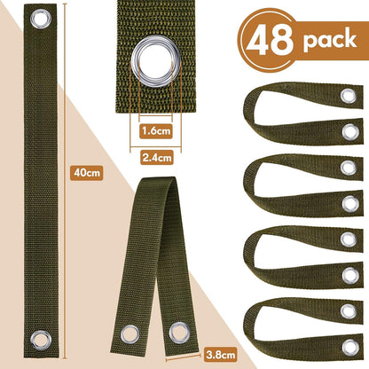 48 Pcs 15.74 Inches Tree Straps for Staking with Grommet Heavy Duty Young Tree and Plant Supports Stakes for Guying Staking Newly Planted Sapling Straight and Hurricane Protection(Army Green)