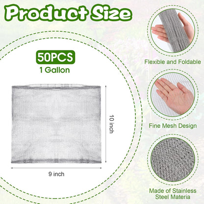 50 Pcs 1 Gallon Gopher and Vole Wire Mesh Basket Bulk Stainless Steel Plant Root Protector Gopher Cages for Garden Planting Underground Plant Protection