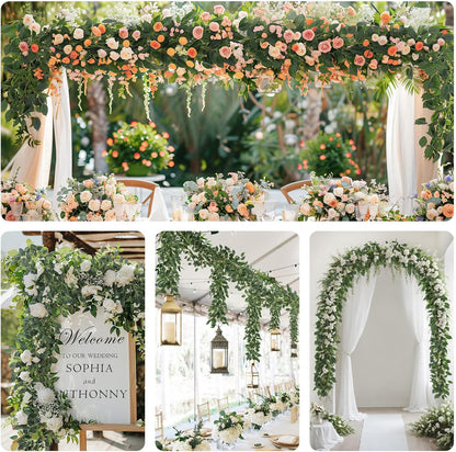 2 Strands Artificial Ficus Vines 79'' Fake Ivy Garland Greenery with Silk Green Leaves Faux Hanging Plants for Bedroom Home Wall Wedding Arch Party Room Decor
