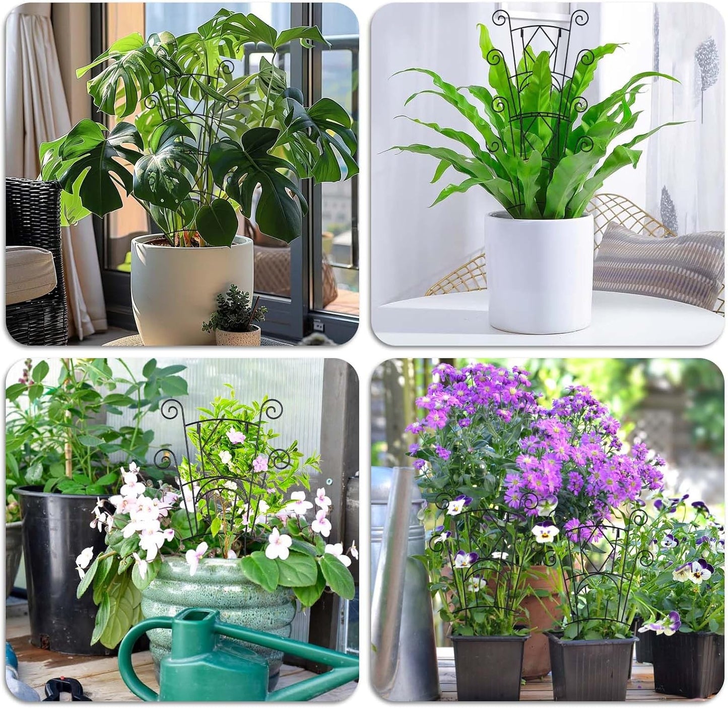 Stackable Plant Support Stakes, 2 Pack Metal Twig Plants Trellis for Indoor and Outdoor Use, Garden Accessories for House Potted Flower Monstera Trumpets 15.35 inch