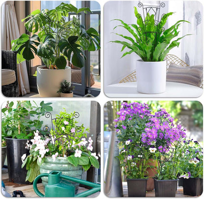 4 Pack Stackable Metal Plant Trellis for Climbing Plants Outdoor/Indoor - Sturdy Garden Trellis for Potted Plants, Vine Support Stakes with Rustproof Design- Decorative Plant Support