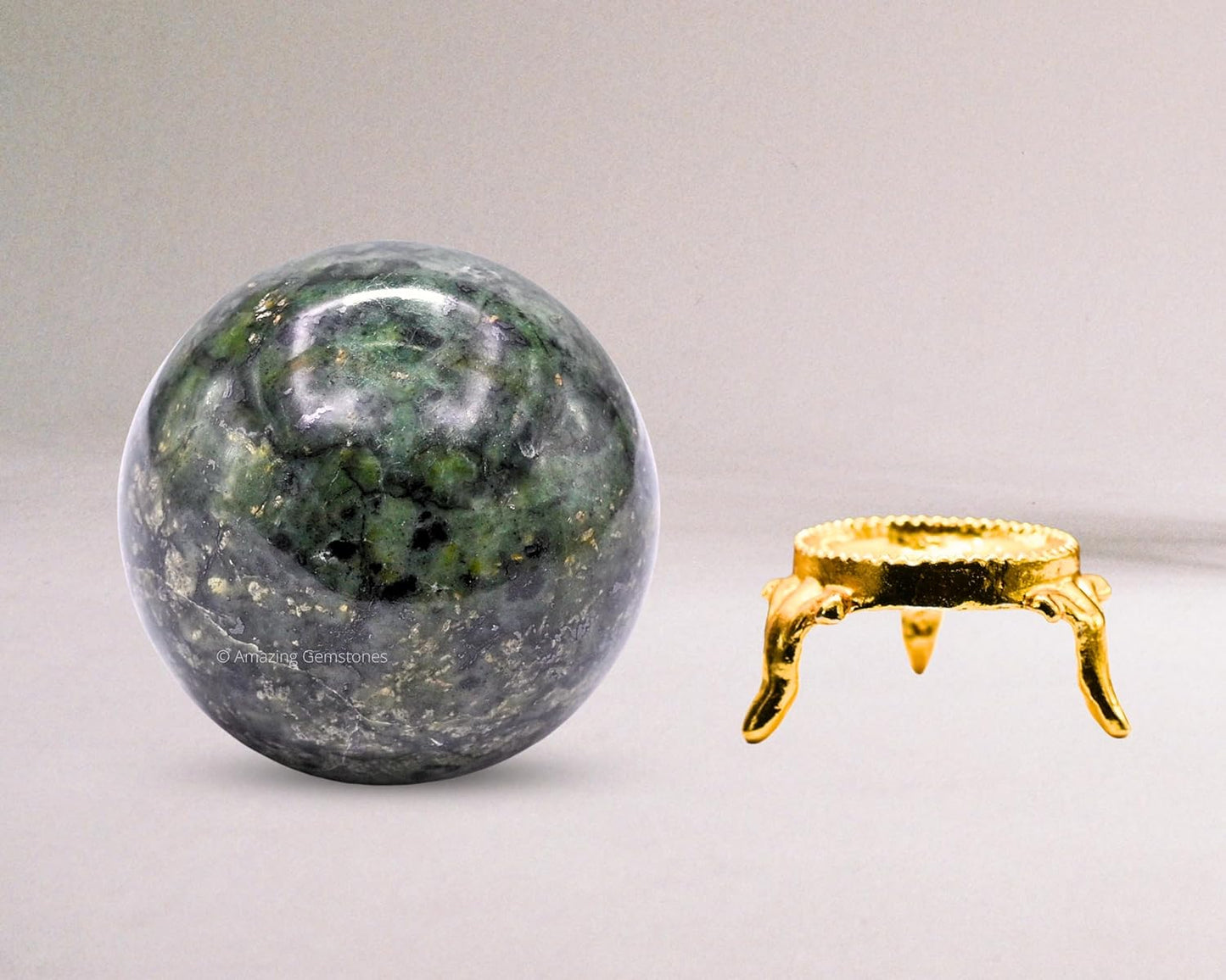 Amazing Gemstone Green Jade Crystal Ball with Stand - 2 Inches Crystal Sphere Meditation Balls for Witchcraft and Decorative Balls