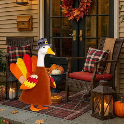 Thanksgiving Turkey Goose Outfit Autumn Fall Porch Goose Clothes 23'' Silly Lawn Geese Costume for Garden Yard Patio Outdoor Decor