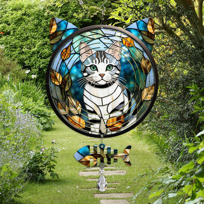 American Shorthair Cat Wind Spinner, American Shorthair Cat Wind Spinner Hanging for Yard and Garden