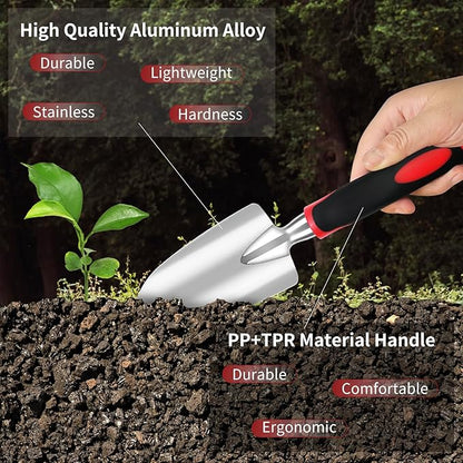 Gardening Tool Set, 8 Pieces Aluminum Heavy Duty Gardening Kit with Ergonomic Handles, Gardening Bag, Ideal Gardening Tool Set - Gifts for Men and Women