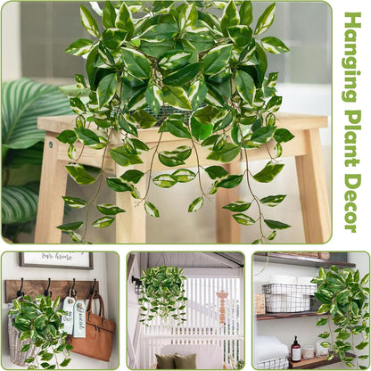 Oairse Artificial Hanging Plants Hanging Faux Pothos Vines Plants Fake Wall Plant Greenery Decor for Bedroom Bathroom Living Room Balcony Shelf Indoor Outdoor Décor