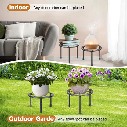5 Pack Metal Plant Stand, Anti-Rust Iron Plant Stands for Indoor and Outdoor, Heavy Duty Flower Pot Stands for Multiple Plant, Black Potted Plant Holder for Garden Home (5 Pack Black)