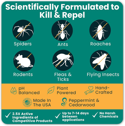 Home Guard - Peppermint Insect & Pest Control Spray - Natural Peppermint Oil Spray For Bugs - Plant-Based Indoor & Outdoor Spider Spray - Safe Around Kids & Pets - Ant Killer - Cockroach Killer - 16oz