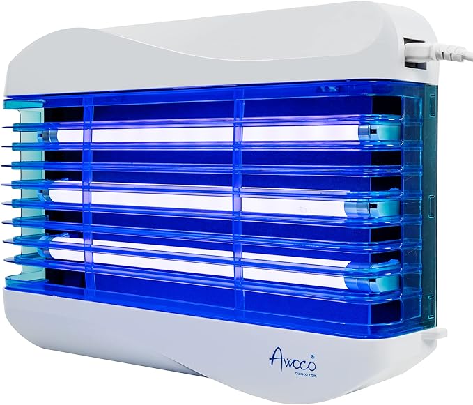 Awoco LED 15W 100V-240V Wall Mount Sticky Fly Trap Lamp with 3 LED UV Lights for Capturing Flies, Mosquitoes, Moths and Flying Insects (Fly Trap)