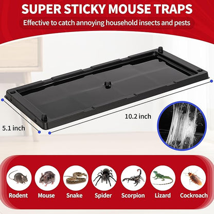 LULUCATCH Glue Mouse Traps Indoor for Home 24 Pack, Pre-Baited Sticky Plastic Glue Boards for House, Snake, Lizard, Insect, Mice, Rats & Spider Traps, Pet Safe Pest Control