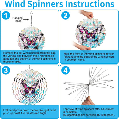 Metal Wind Spinners for Outdoor,Birthday Gifts for Women Mom Grandma, 12 Inch Purple Butterfly Wind Spinner, Kinetic Sculpture Garden Decor for Ornament Gifts