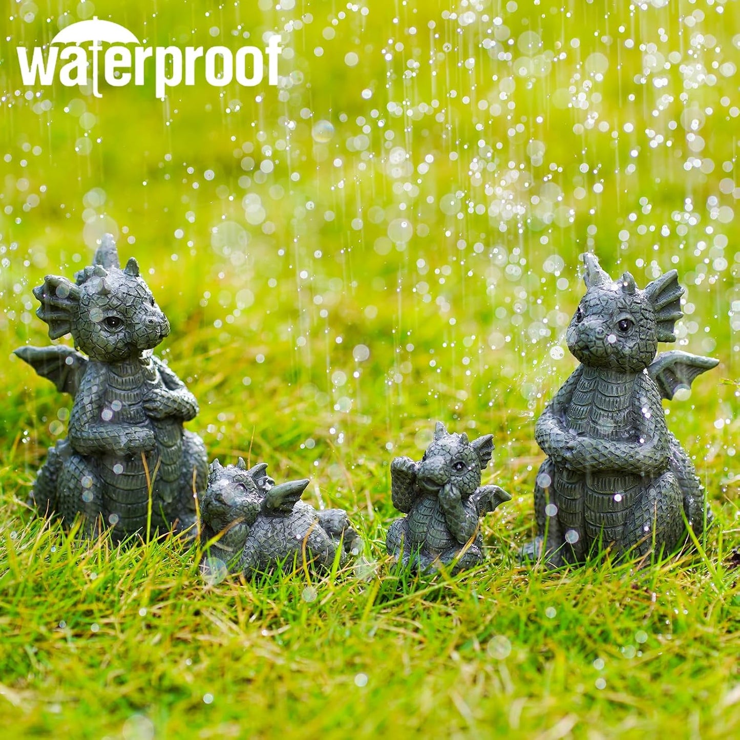Nacome Dragon Statues for Fairy Garden Accessories: Outdoor Set of 4 Table Sculptures for Clearance Outside Lawn Ornaments Porch Patio Balcony Yard – Gifts for Mom Grandma