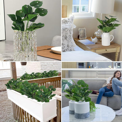 RECUTMS 6 Bundles Fake Plants Artificial Tropical Palm Leaves Tree Faux Monstera Shrubs Green Plant Turtle Leaf Stems UV Resistant Greenery Indoor Outdoor Home Garden Office Bouquet Filler Decor