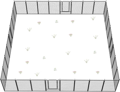 FXW Garden Fence Outdoor for The Yard – 50in(H) x 83.5ft(L) Heavy Duty Metal Animal Barrier for Dog and Rabbit, Decorative Dog Fence, 32 Panels, Black