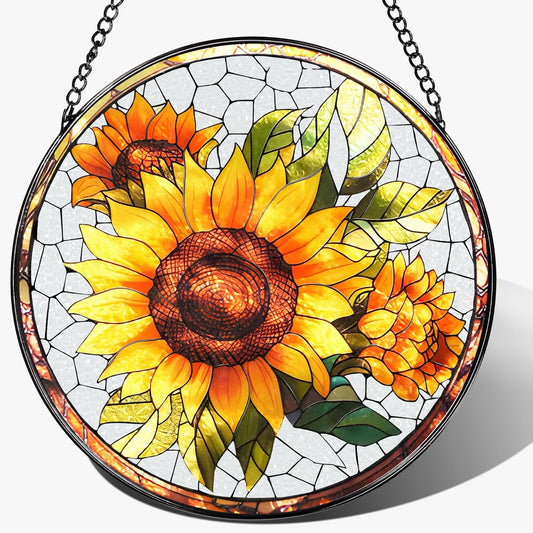 8-Inch Stained Glass Ornament, Stained Glass Window Hanging, Suncatcher Window Hanging, Home Decor