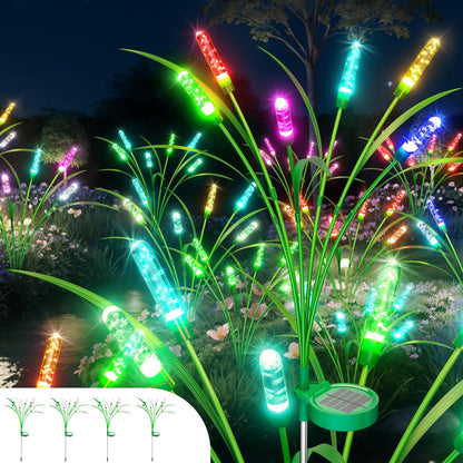 Solar Garden Lights 4 Pack, 24LED Swaying Solar Lights for Mother's Day, 30 Inches Waterproof Garden Lights for Pathway Yard Outdoor Garden Decor, Gardening Gifts, Mulitiple Colors Change