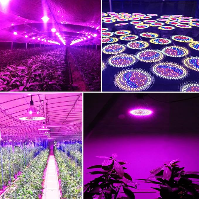highydroLED 156-LED Full Spectrum Plant Light, E27 Grow Bulb for Indoor Plants, Energy-Efficient 2835 LED with Red/Blue/White/Warm/IR/UV, 85-265V, Easy Install for Succulents, Flowers, Veggies, Herbs