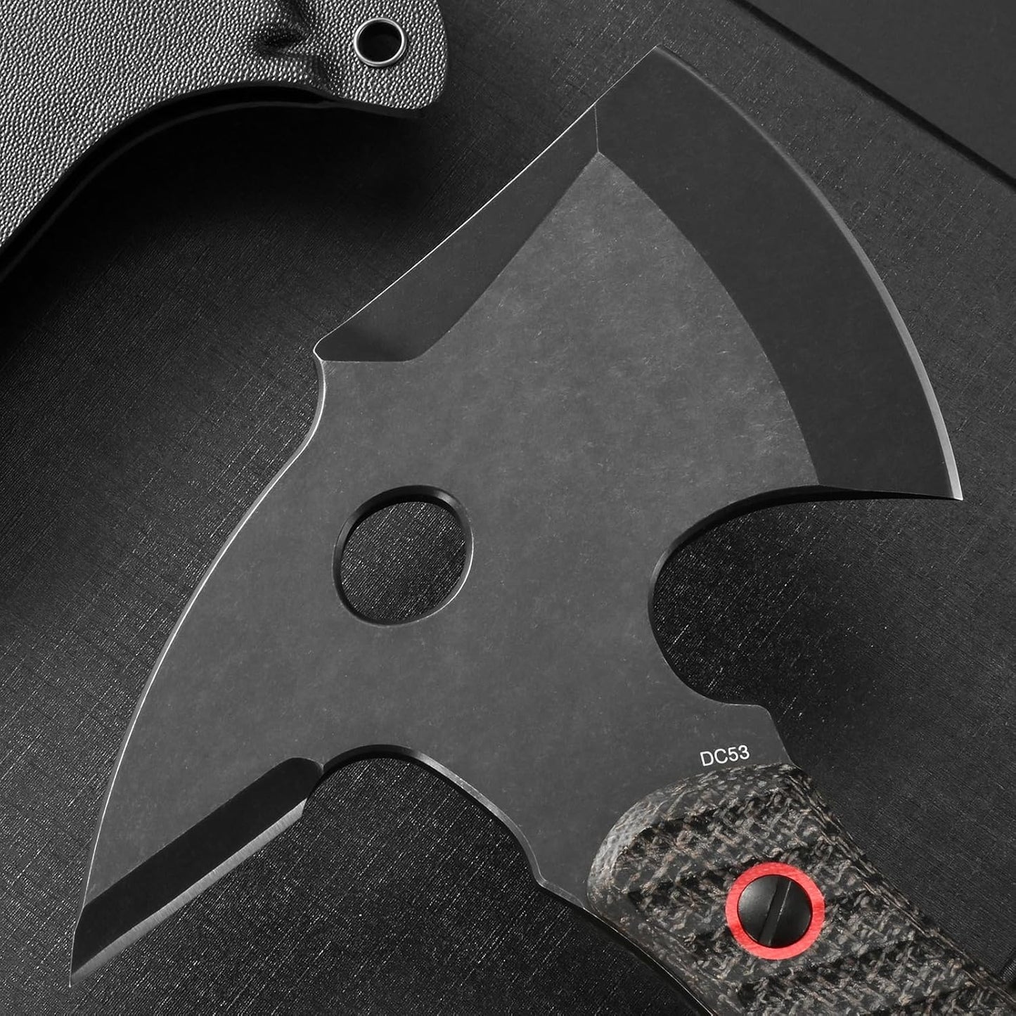 C1342 Camping Axes,DC53 Steel Blade Micarta Handle Chopping Axe Bushcraft Camping Axes Survival Hatchet Full Tang Axe for Hiking Hunting Camping Splitting Chopping Wood(Black)