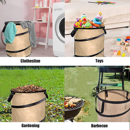 37.8L Collapsible Leaf Trash Can, Heavy Duty Lawn and Leaf Bag with Handle Locking Design Outdoor Leaf Bin for Yard Garden Camping Lightweight Foldable Trash Container