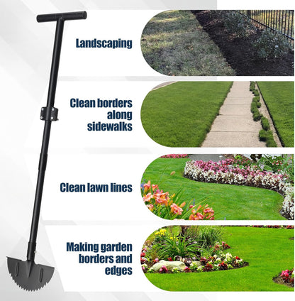 Heavy Duty Edger Lawn Tool, 34-49 in Adjustable Carbon Steel Weed Cutter with Comfort-Grip Rubber Handle – Ideal for Lawn Edging, Yard Maintenance, and Garden Landscaping, Black
